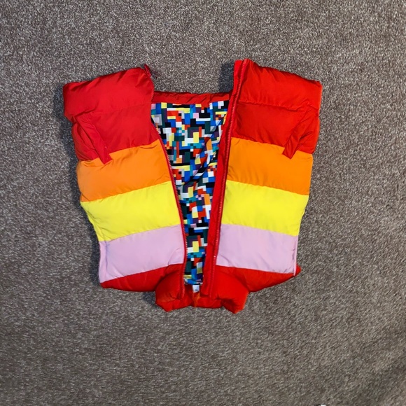 Multi Color Two Tone Two In One Puffer Jacket/Vest - Picture 4 of 4